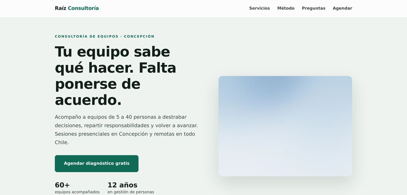 Proyecto de muestra: landing page para una consultora