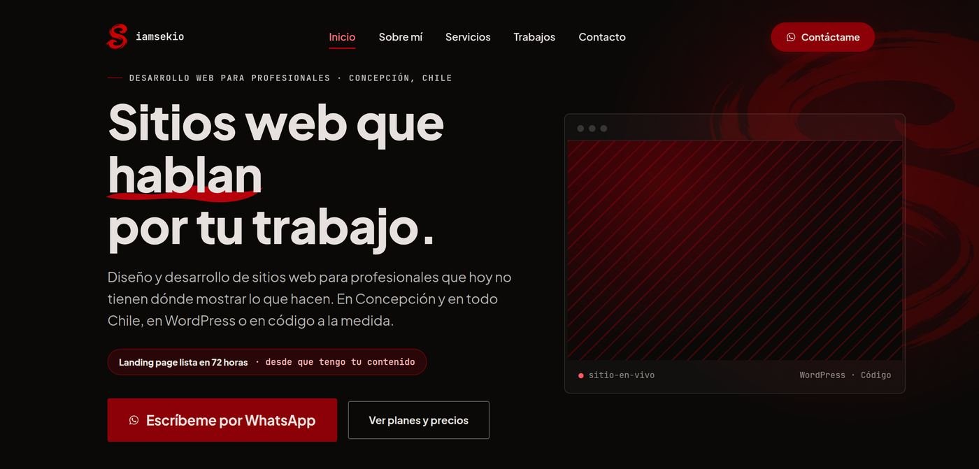 Captura del sitio web de Iamsekio